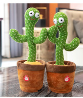 Jouet cactus dansant et oscillant à succès, jouet en peluche multilingue avec rembourrage en coton PP, jouet chantant avec des chansons