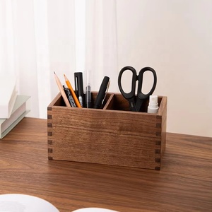 İskandinav tarzı katı siyah ceviz ahşap kalemlik uzaktan kumanda saklama kutusu işık lüks <span class=keywords><strong>PC</strong></span> ofis organizatör masası oturma odası için - Product Image 2