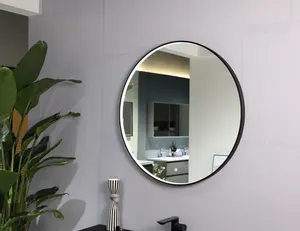 Interrupteur mural pour hôtel avec écran tactile Lampe LED ronde éclairée Miroir de salle de bain intelligent avec éclairage