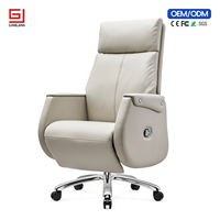 Chaise de bureau de direction en cuir au design moderne avec base chromée et roulettes pivotantes, chaise de PDG haut de gamme, ensemble de mobilier de bureau haut de gamme