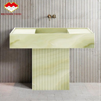 Meuble-lavabo de salle de bain de luxe en marbre, plateau en quartzite Taj Mahal, vasque simple sur piédestal, mobilier de maison personnalisable