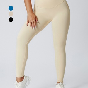 Custom logo Yoga Pants Adults Elastic Side Loop High Waist Polyester Spandex Yoga <b>Leggings</b> <b>With</b> Card <b>Pocket</b> Butt Lift <b>Leggings</b> - Product Image 3