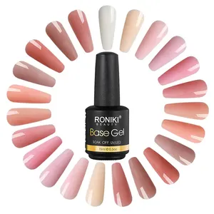 RONIKI profesional color UV gel Etiqueta Privada vegano Goma Base gel esmalte de uñas