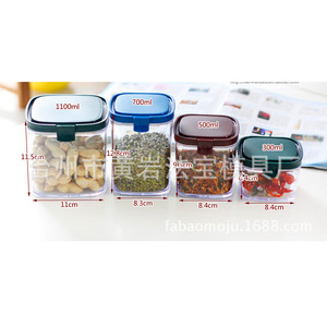 Plastic Airtight Containers Rectangle 1100ml 700ml 500ml 300ml Clip-On Lid Food Grade BPA Free <b>Kitchen</b> <b>Storage</b> - Product Image 1