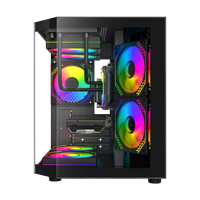 AntarcChill New Design Vertical Tempered Glass Pc Case Black CPU Gamer Tower Cabinet Chassis for Gaming Computer