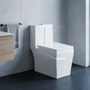 WC monobloc moderne en céramique blanche, à poser au sol, pour salle de bain, sanitaires - Product Image 1