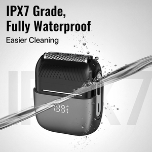 เครื่องโกนหนวดไฟฟ้าแบบใบมีดคู่ กันน้ำ IPX7 หัวโกนแม่เหล็ก ใบมีดทนทาน หน้าจอดิจิตอล ปลดล็อคด้วยปุ่มเดียว รองรับ OEM - Product Image 2