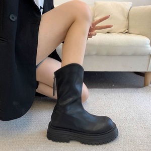 New Fashionable Brown Winter Lace-up Zip Mid Calf Women's <b>Boots</b> for Autumn/<b>Spring</b>/Summer & All Seasons - Product Image 4