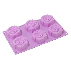 Wholesale BPA Free Red Silicone <strong>Rose</strong> Mold 6 Cavities Cake Fondant Mould Ice Cream <strong>Tub</strong> Tools Dishwasher Safe Oven Safe Food Grade - Product Image 3