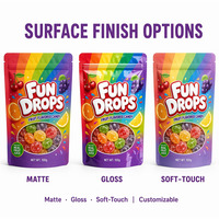 Fruit-flavour snoep kauwgom mylar stand-up pouch voedselveilige hersluitbare zakken met ritssluiting, aanpasbaar transparant venster verpakking