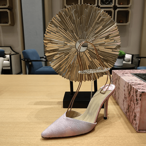 Mules Jimmy con Tacón de Cristal Degradado Brillante y Cadena en el Tobillo, Zapatos de Tacón de Aguja con Punta Puntiaguda para Eventos Especiales - Product Image 6