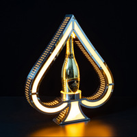 Présentoir Lumineux à LED en Acier Inoxydable pour Bouteilles de Vin et de Champagne, Glorificateur de Bouteilles