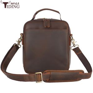 Sac bandoulière pour homme Tiding, cuir véritable brun foncé, durable, décontracté, pour l'extérieur - Product Image 2