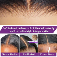 Peluca de Cabello Humano Liso Extremo 13x4 con Encaje HD Pre-Arrancado Brasileño, Pelucas Frontales de Encaje 13x6 Sin Pegamento, Pelucas con Cierre 5x5 para Mujer