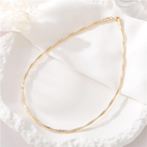 <span class=keywords><strong>Cadena</strong></span> de collar tejida de onda italiana, Latón chapado en oro de 14K, venta al por mayor - Product Image 4