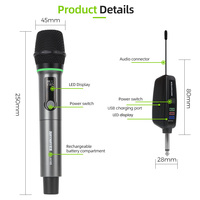 Système de microphone sans fil professionnel RAYHAYES RG-H16S 2.4G double micro portable avec RGB pour Karaoké