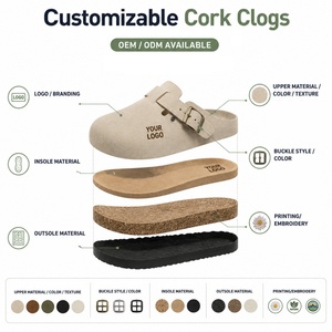 Mules en cuir de vache véritable personnalisées pour femmes et hommes, sandales à boucle à enfiler avec semelle intérieure en liège souple, chaussures décontractées d'été - Product Image 4