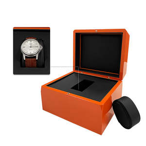 Exquisita Caja de Reloj de Madera Naranja Brillante, Rectangular, de Alta Gama, Ecológica, Hecha a Mano, con Logotipo Personalizable, Reciclable, Modelo DS - Product Image 6