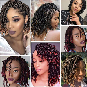 Dropshipping 10 pulgadas pretorcido primavera Curl Twist corto Crochet sintético trenzado extensiones de cabello <span class=keywords><strong>Bomo</strong></span> Twists cabello para Afro - Product Image 6