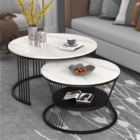 Ensemble de table basse et tables d'appoint en acier inoxydable, table basse minimaliste