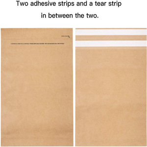Sobre de cartón <span class=keywords><strong>Kraft</strong></span> rígido Mailer Tear Strip Flat Bottom Bag Sobre con fuelle para ropa - Product Image 3