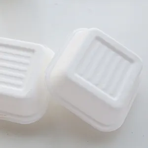 Fastfoodwinkel Gebruik Aangepaste Logo Print Afhaalmaaltijden Wegwerp Bagasse Burger Papieren Verpakking Biologisch Afbreekbare Voedselcontainer