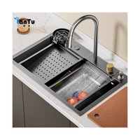 Évier de cuisine cascade à bol unique en acier inoxydable avec porte-gobelet évier de cuisine évier de cuisine en acier inoxydable