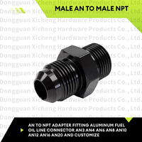 Adaptor Fitting NPT Jantan ke Jantan Kustom, Aluminium Anodized Hitam, Ujung Flare dengan Kunci Hex untuk Sistem Rem Hidrolik Bahan Bakar OEM