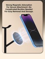 Organisateur de bureau 2-en-1 en alliage d'aluminium et silicone, support magnétique pour casque supra-auriculaire et support de téléphone portable amovible avec anneau Mag-Safe