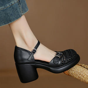Nouvelle Collection Automne-Été : Chaussures Mary Jane à Talon Carré, en Cuir Premium, Style Rétro Français avec Bride Croisée, Idéales pour Mariage - Product Image 2