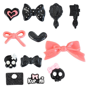 Simulación estilo oscuro peine espejo Bowknot resina encantos para relleno de limo muñeca Diy Craft teléfono caso horquilla nevera Decoración - Product Image 1