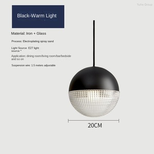 Lámpara colgante de bola de cristal de hierro con luz LED regulable para dormitorio, cocina, restaurante, decoración del hogar - Product Image 6