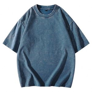 夏季男式美式复古水洗和仿旧短袖t恤五英寸袖上衣 - Product Image 3