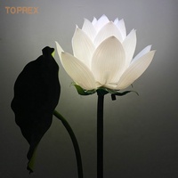 Lampe de nuit 3D TOPREX pour le festival de Noël, rose dynamique avec feuilles, fleurs de lotus artificielles