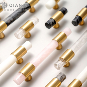 Ánh Sáng Sang Trọng Đơn Giản Đá Cẩm Thạch Tự Nhiên Đồng Thau Xử Lý Nhà Bếp Bắc Âu Cao Cấp Tủ Quần Áo Xử Lý - Product Image 1