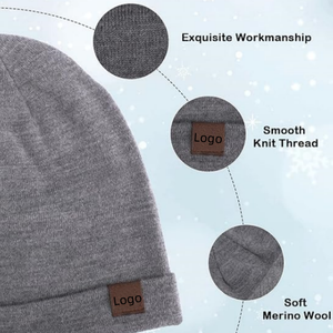 Gorro de lana 100%, gorro de punto de invierno de gran tamaño de alta calidad para mujeres y hombres, gorro elástico de gran tamaño personalizable - Product Image 2