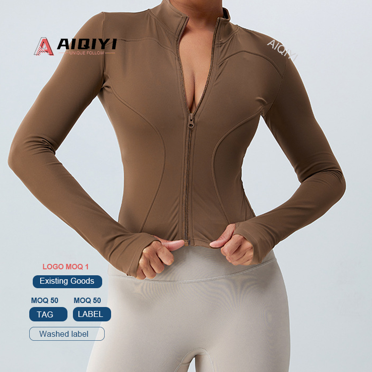TM0148 Autumn and Winter Warm Velvet Long Sleeve Yoga Coat Women Outdoor Sports Zipper Yoga Wear Slimming Fitness Top