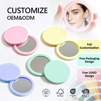 Cermin Rias Silikon Mini Portabel Warna Macaron Bulat untuk Perjalanan dan Penggunaan Sehari-hari dengan Logo Kustom