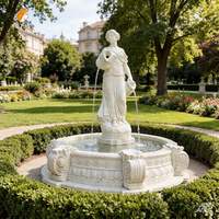 Fontaine en marbre blanc grandeur nature Mily, représentant une dame tenant un vase, style européen, personnalisable pour la décoration extérieure