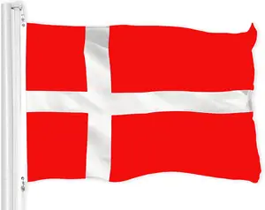 أعلام مميزة مخصصة للأماكن الخارجية، أعلام البلد من البوليستر والنايلون 3X5 قدم، علم الدنمارك، الدنمارك