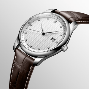 Reloj de pulsera mecánico automático para hombre con marcadores de diamantes, indicador de fecha y esfera texturizada, reloj de vestir - Product Image 1