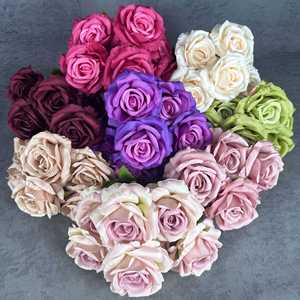 Ramo de Rosas Artificiales de Alta Calidad con 7 Cabezas, Ramo de Rosas de Seda, Ramo de Rosas <span class=keywords><strong>Champagne</strong></span> - Product Image 1