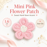 Patch brodé mini fleur rose de 1,6 cm, appliqué à coudre pour vêtements, sacs, chapeaux, accessoires pour cheveux et projets de bricolage.