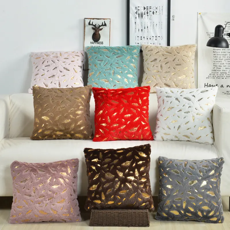 Wholesale Feather Design Foil Print Soft Pillow Case, Soft Pillow Cover, Soft Cushion Cover