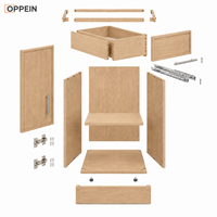 Armoires de cuisine OPPEIN en chêne blanc naturel, style Shaker fin, prêtes à assembler (RTA), en kit, pour projets d'appartements