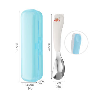 <span class=keywords><strong>Cubiertos</strong></span> para Bebé de Acero Inoxidable 304, Juego de <span class=keywords><strong>Cubiertos</strong></span> para Niños con Mango de Dibujos Animados Creativos, Pulido Espejo - Product Image 5