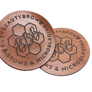 Fabriek Custom Logo Debossed Lederen Naam Patches Ronde Lederen Badges - Product Image 3