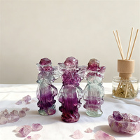 Offres Spéciales cristal naturel artisanat arc-en-ciel Fluorite ange pierres de guérison princesse fée sculpture pour cadeau