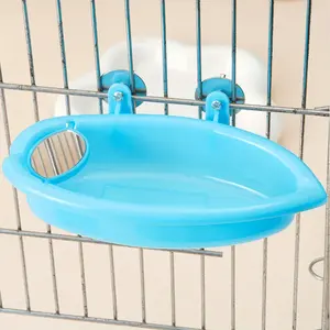 Venta al por mayor portátil de plástico pájaro bañera pájaro ducha bañera con espejo juguetes pájaro Baño