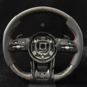 Volant personnalisable en cuir semi-perforé en fibre de carbone pour <span class=keywords><strong>Mercedes</strong></span> <span class=keywords><strong>Benz</strong></span> W204 W205 W212 W213, modèle libellule - Product Image 5